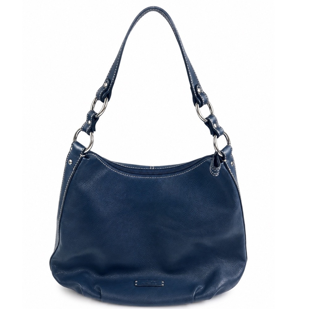 Nine & Co Vintage Y2K Blue Pebbled Leather Shoulder Hobo Bag Purse
